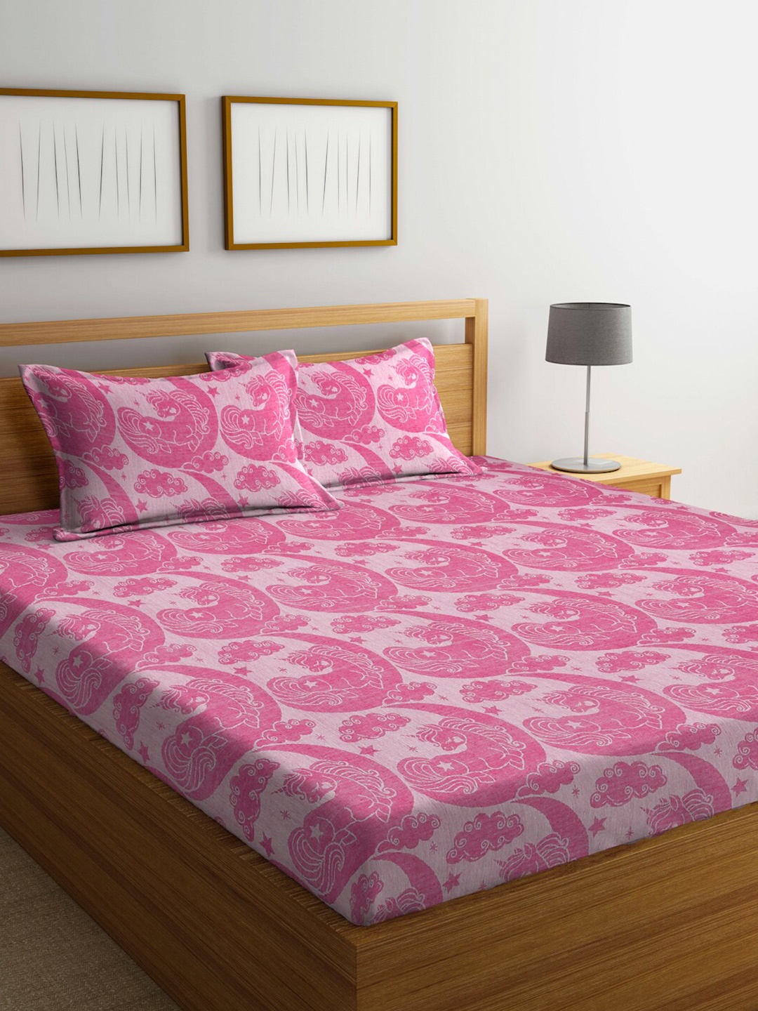 FABINALIV Pink & White Woven Design 350 TC Pure Cotton King Bedsheet With 2 Pillow Covers
FABINALIV Pink & White Woven Design 350 TC Pure Cotton King Bedsheet With 2 Pillow Covers