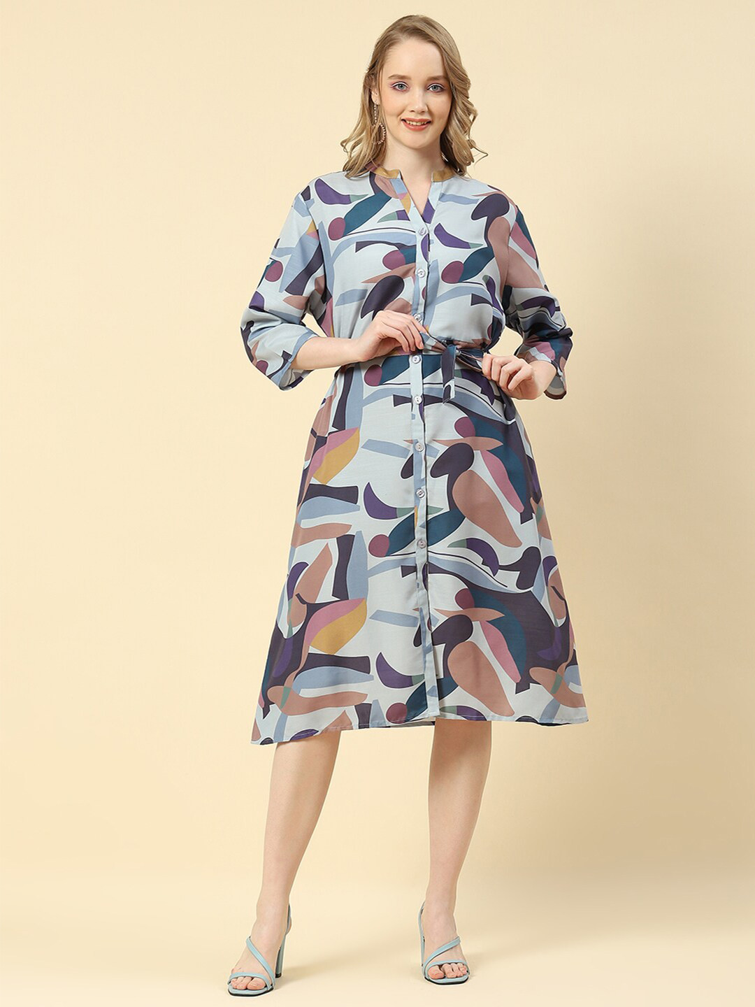 Monte Carlo Abstract Printed A-Line Dress, Blue 
Monte Carlo Abstract Printed A-Line Dress, Blue