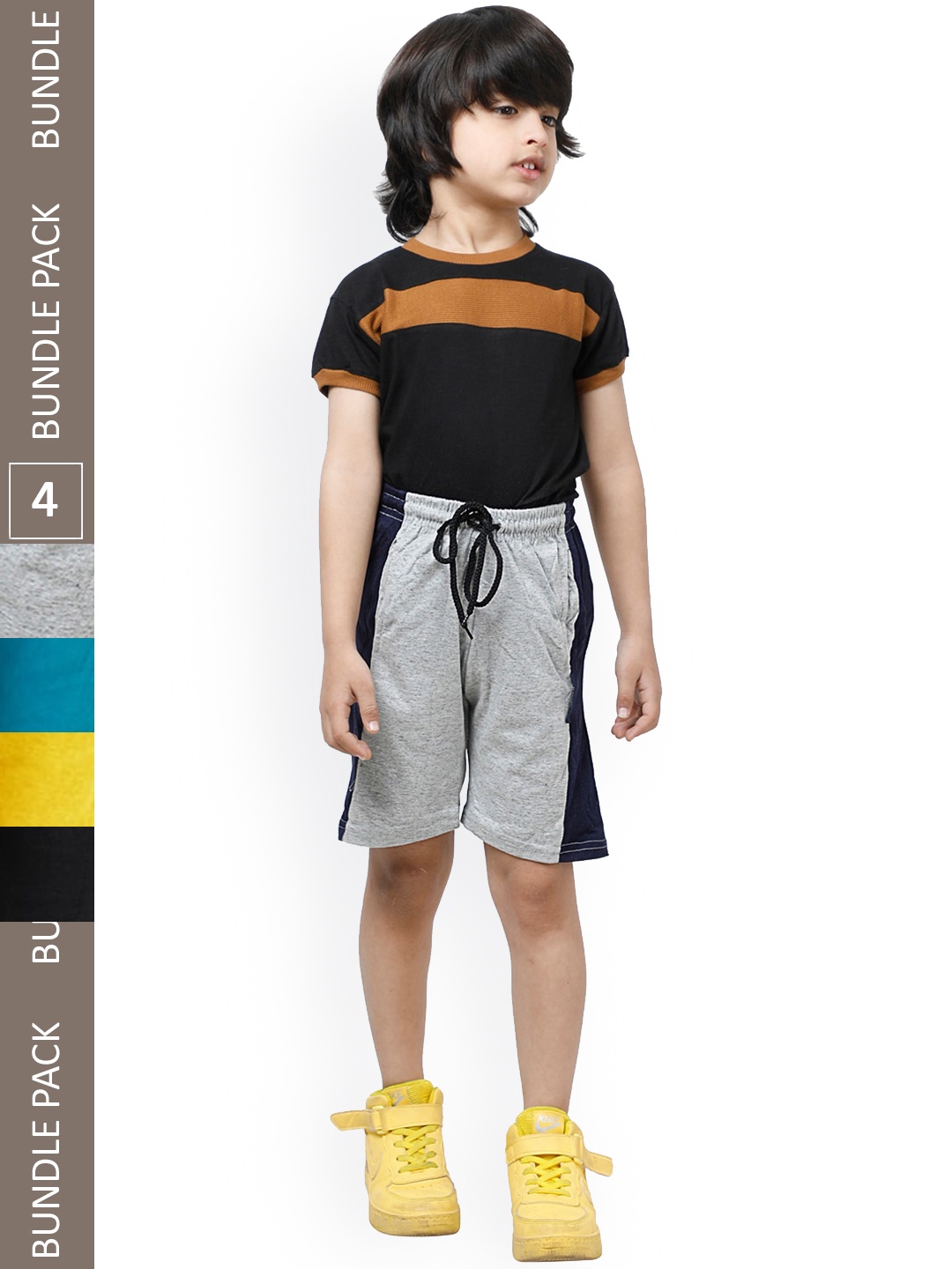 IndiWeaves Boys Pack Of 4 High-Rise Side Striped Casual Knitted Pure Cotton Shorts, Blue
IndiWeaves Boys Pack Of 4 High-Rise Side Striped Casual Knitted Pure Cotton Shorts, Blue
