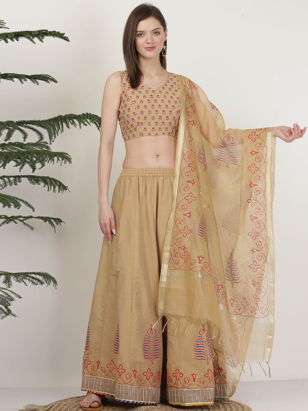 KAANCHIE NANGGIA Beige & Red Printed Thread Work Ready to Wear Lehenga & Blouse With Dupatta
KAANCHIE NANGGIA Beige & Red Printed Thread Work Ready to Wear Lehenga & Blouse With Dupatta