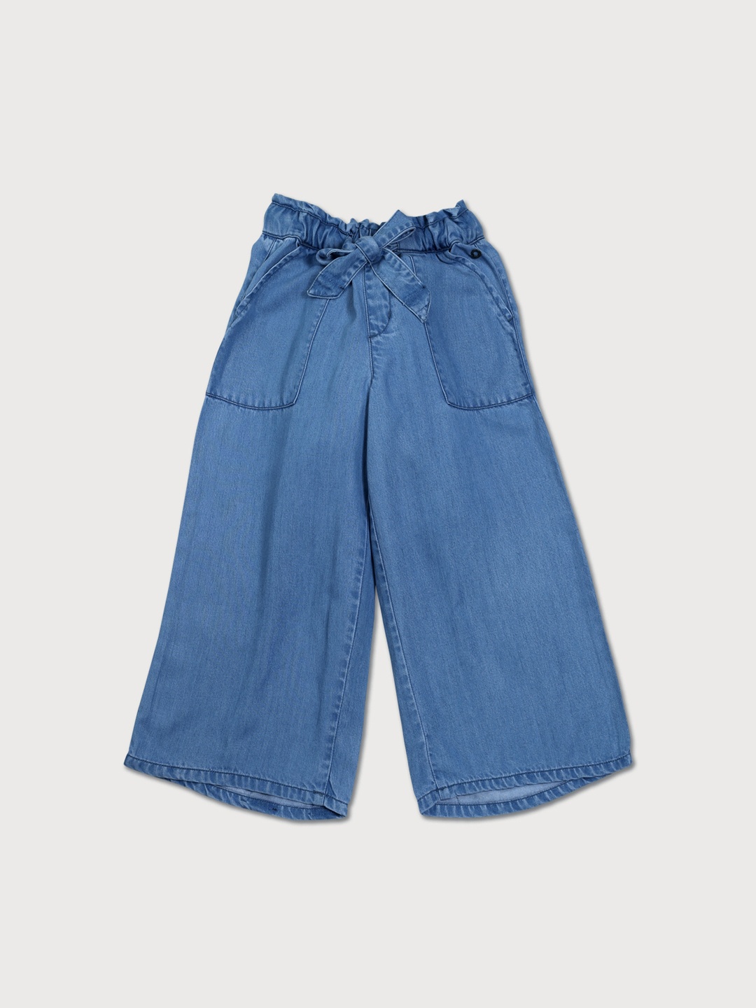 Gini and Jony Girls Mid-Rise Loose Fit Denim Culottes Trousers, Blue