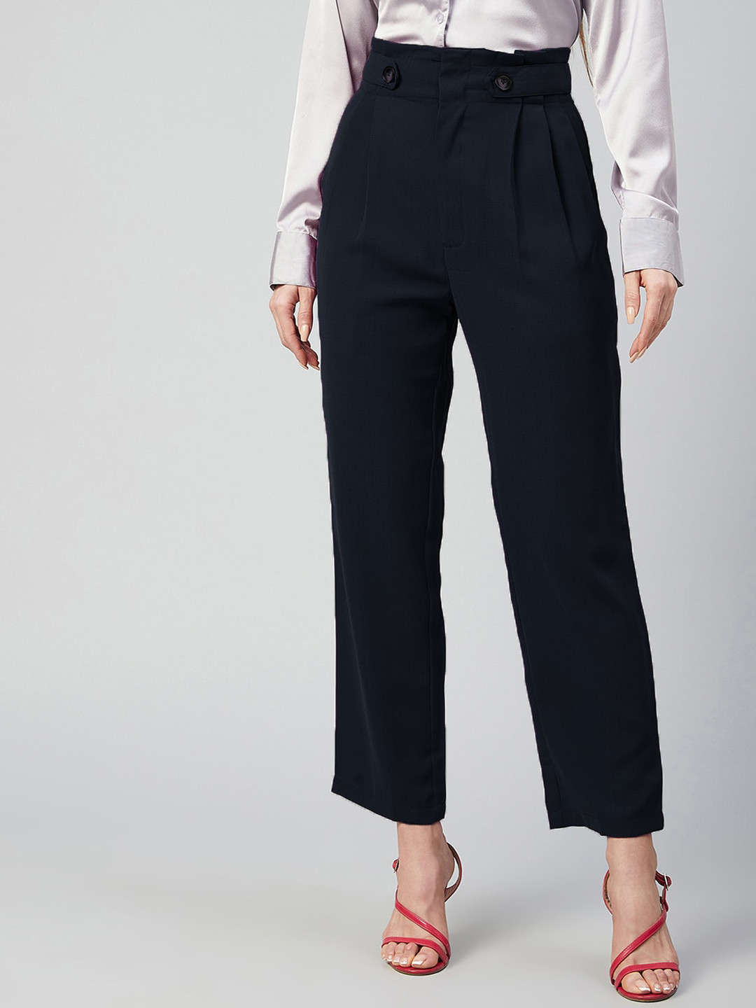 Marie Claire Women Navy Blue Mid-Rise Trousers 
Marie Claire Women Navy Blue Mid-Rise Trousers