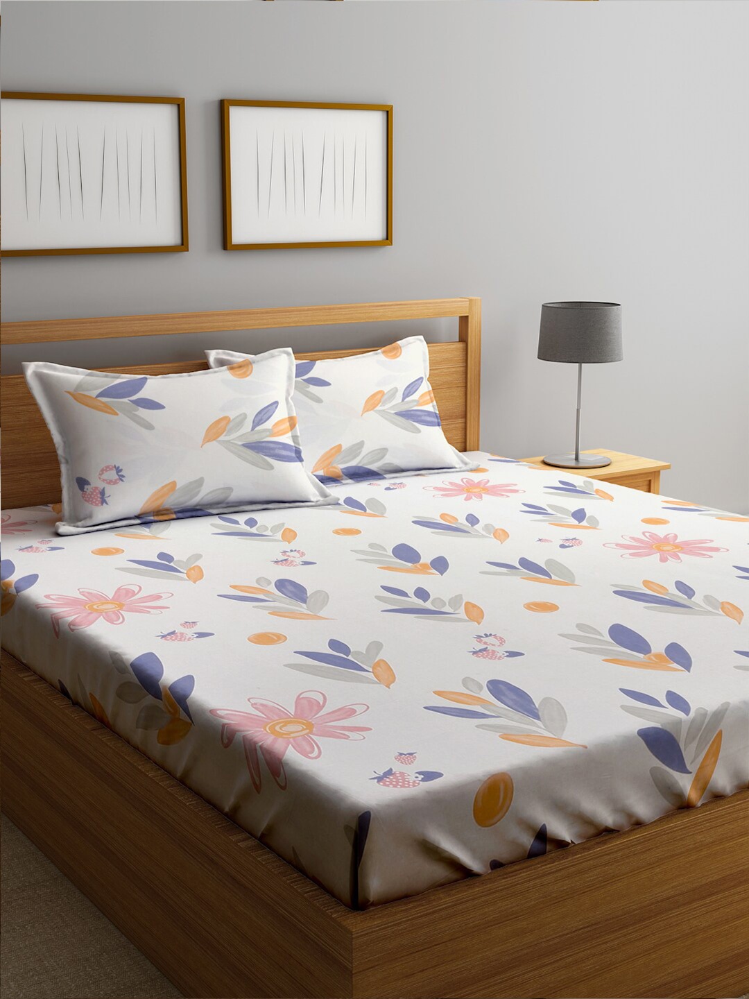 KLOTTHE Whiye & Blue Floral-Printed 300TC Double Bedsheet with 2 Pillow Covers, White
KLOTTHE Whiye & Blue Floral-Printed 300TC Double Bedsheet with 2 Pillow Covers, White