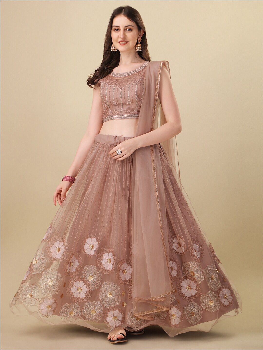 Fab Dadu Embroidered Sequinned Net Semi-Stitched Lehenga & Unstitched Blouse With Dupatta, Rose
Fab Dadu Embroidered Sequinned Net Semi-Stitched Lehenga & Unstitched Blouse With Dupatta, Rose