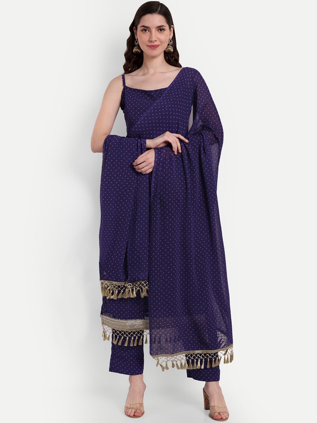 ISAM Sleeveless Ethnic Motifs Printed Gotta Patti Kurta with Trousers & Dupatta, Blue
ISAM Sleeveless Ethnic Motifs Printed Gotta Patti Kurta with Trousers & Dupatta, Blue