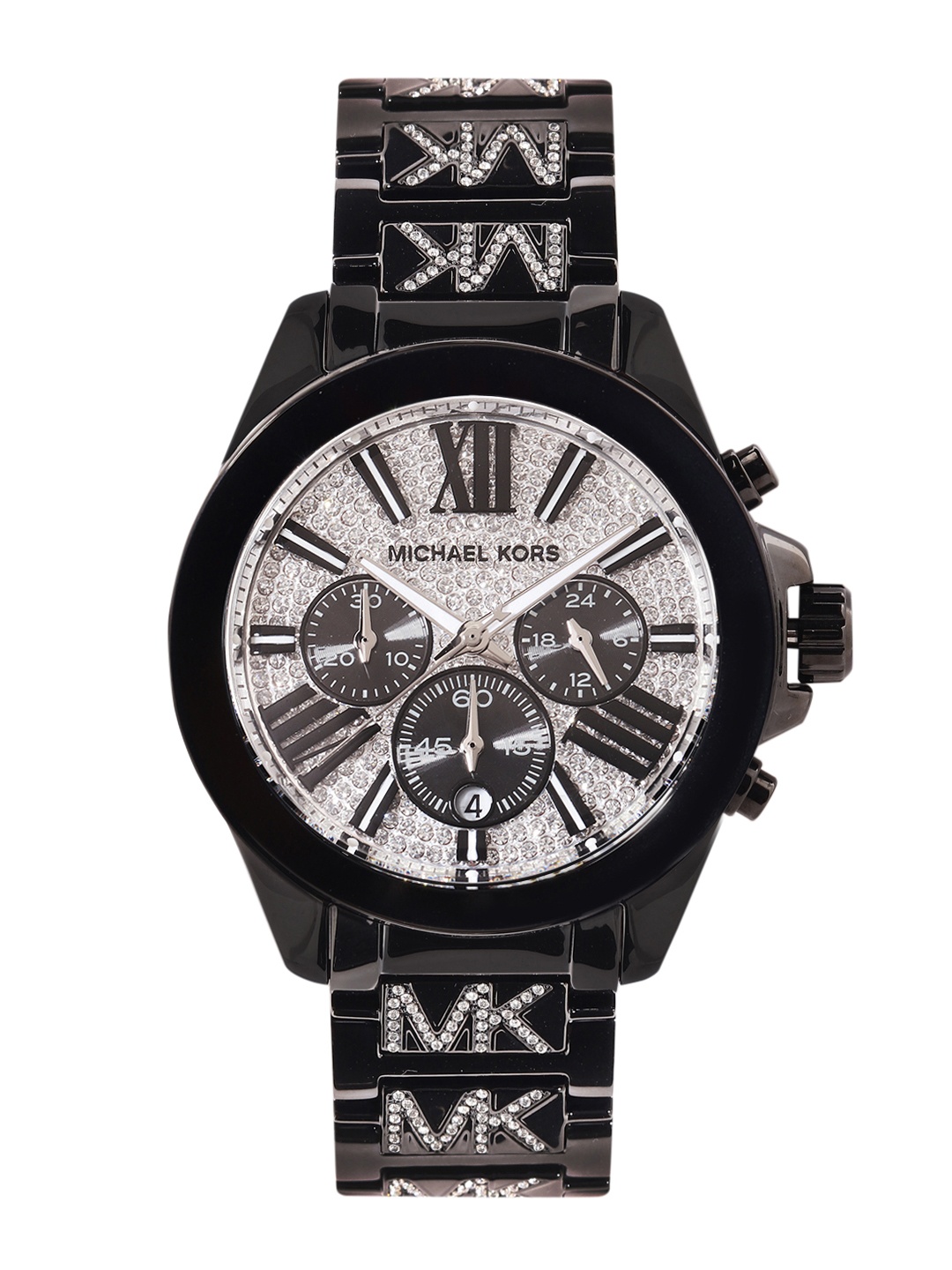 Michael Kors Women Wren Embellished Dial & Bracelet Style Analogue Chronograph Watch MK7306, Black
Michael Kors Women Wren Embellished Dial & Bracelet Style Analogue Chronograph Watch MK7306, Black