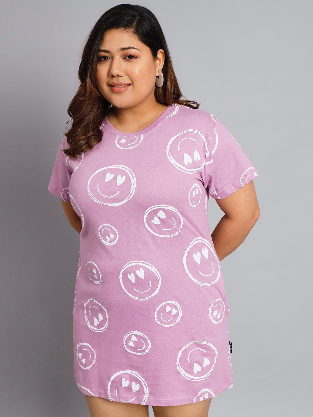 BEYOUND SIZE - THE DRY STATE Plus Size Conversational Printed Cotton T-shirt Mini Dress, Lavender
BEYOUND SIZE - THE DRY STATE Plus Size Conversational Printed Cotton T-shirt Mini Dress, Lavender