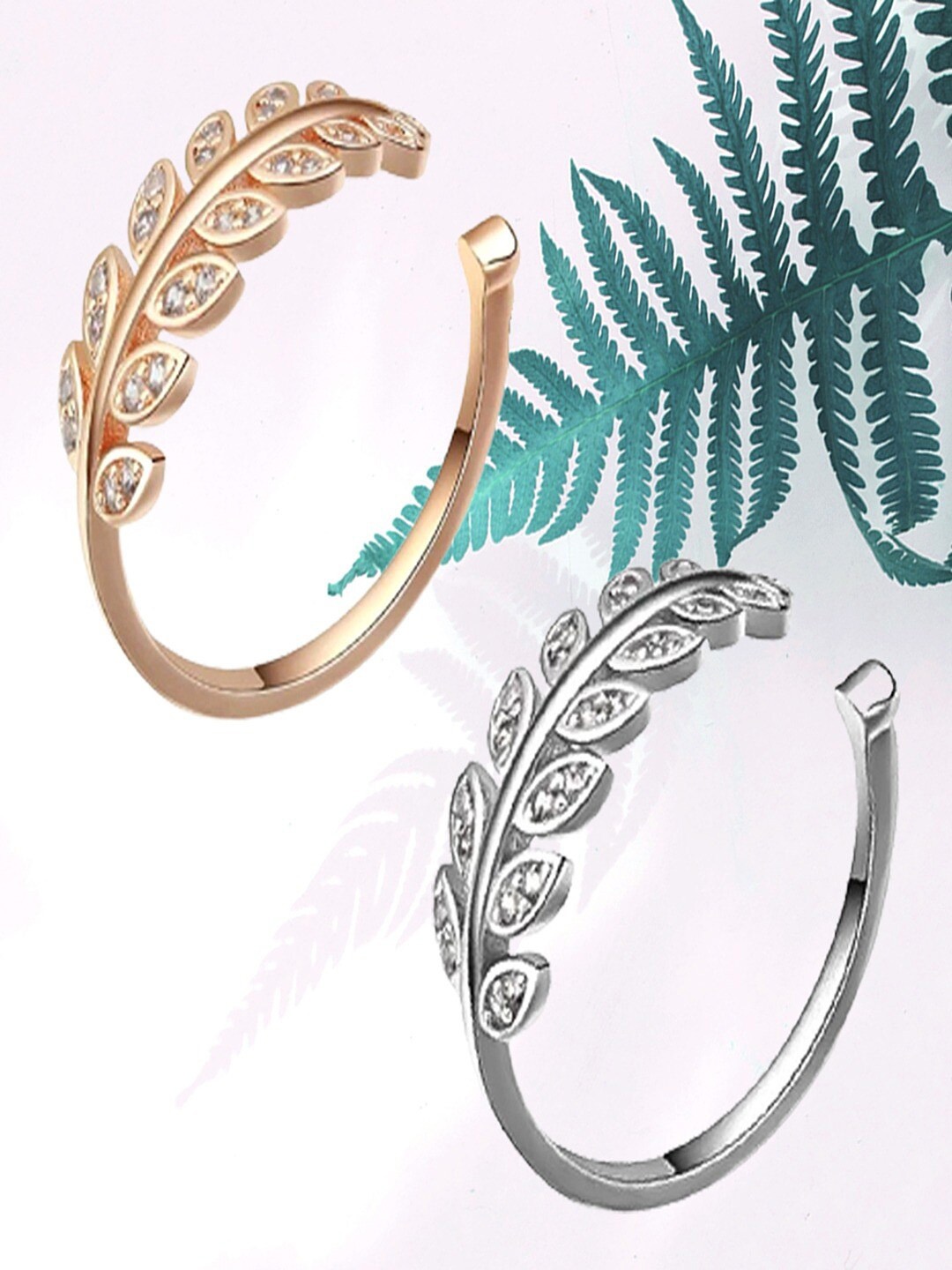 UNIVERSITY TRENDZ Set Of 2 Silver & Gold-Plated Crystal Studded Adjustable Finger Ring
UNIVERSITY TRENDZ Set Of 2 Silver & Gold-Plated Crystal Studded Adjustable Finger Ring
