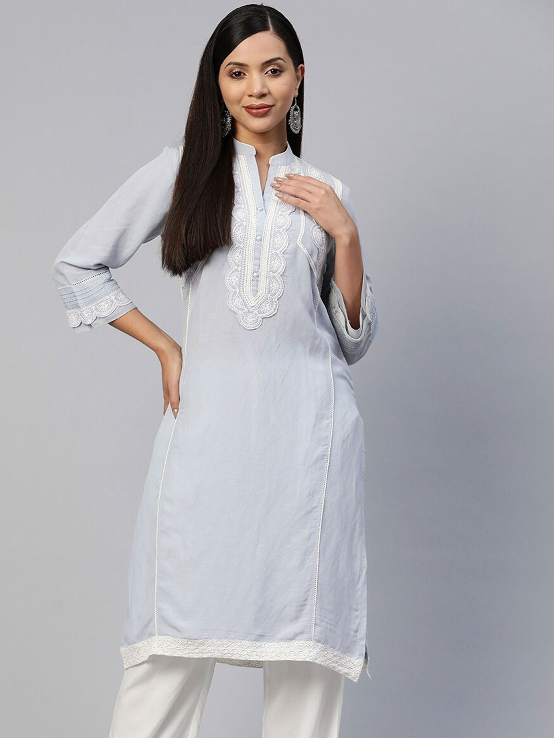 Nayam By Lakshita Ethnic Motifs Embroidered Mandarin Collar Linen Straight Kurta, Blue
Nayam By Lakshita Ethnic Motifs Embroidered Mandarin Collar Linen Straight Kurta, Blue