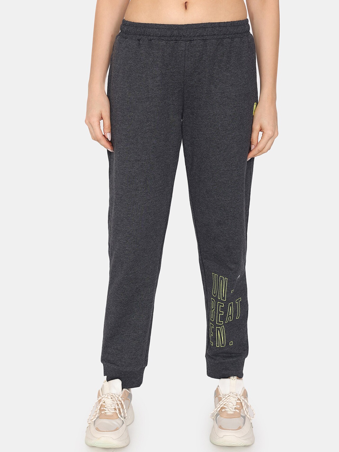 Rosaline by Zivame Women Typography Printed Mid Rise Training or Gym Sports Joggers, Charcoal
Rosaline by Zivame Women Typography Printed Mid Rise Training or Gym Sports Joggers, Charcoal