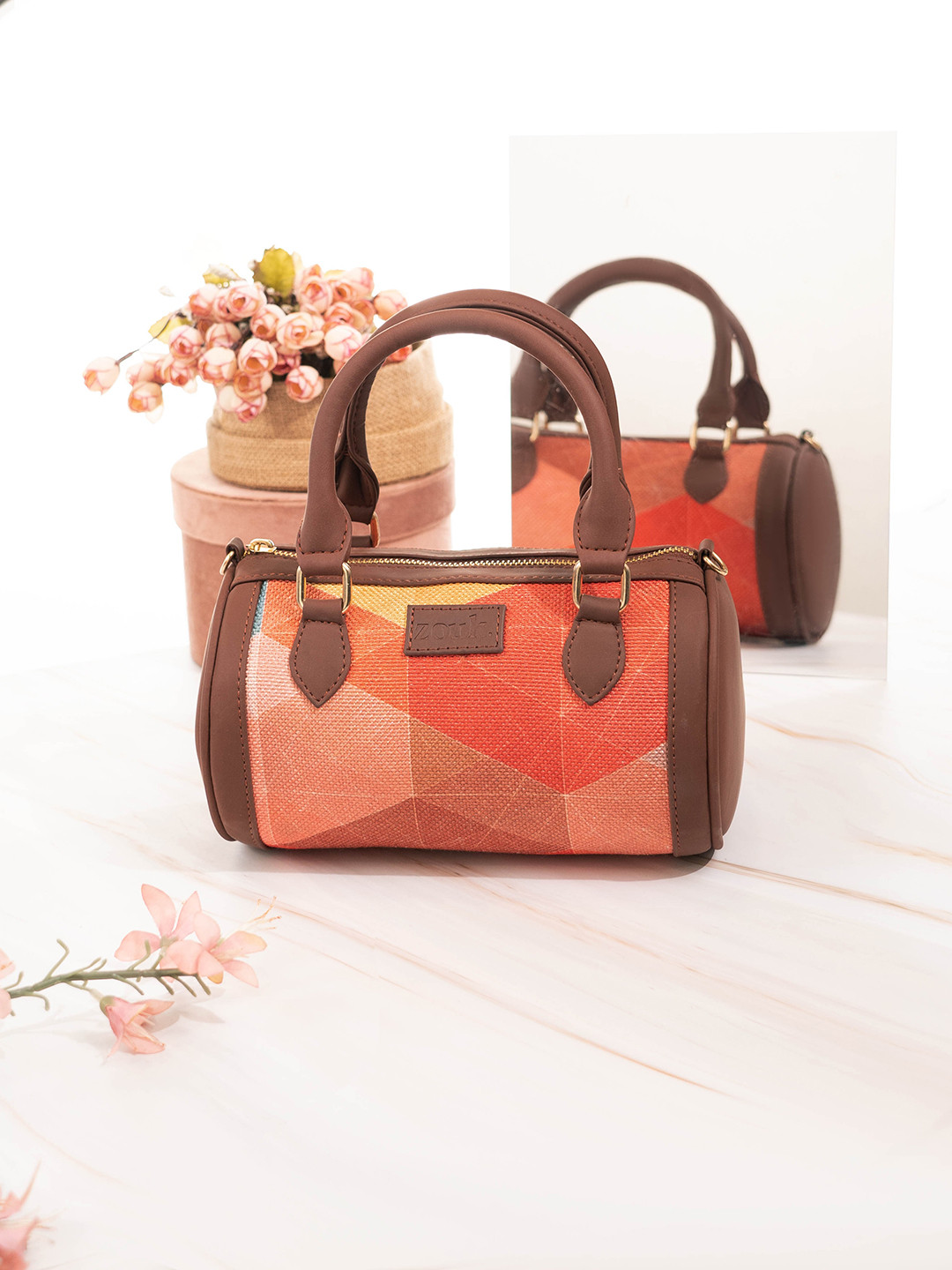 ZOUK Geometric Printed Structured Handheld Bag, Orange
ZOUK Geometric Printed Structured Handheld Bag, Orange