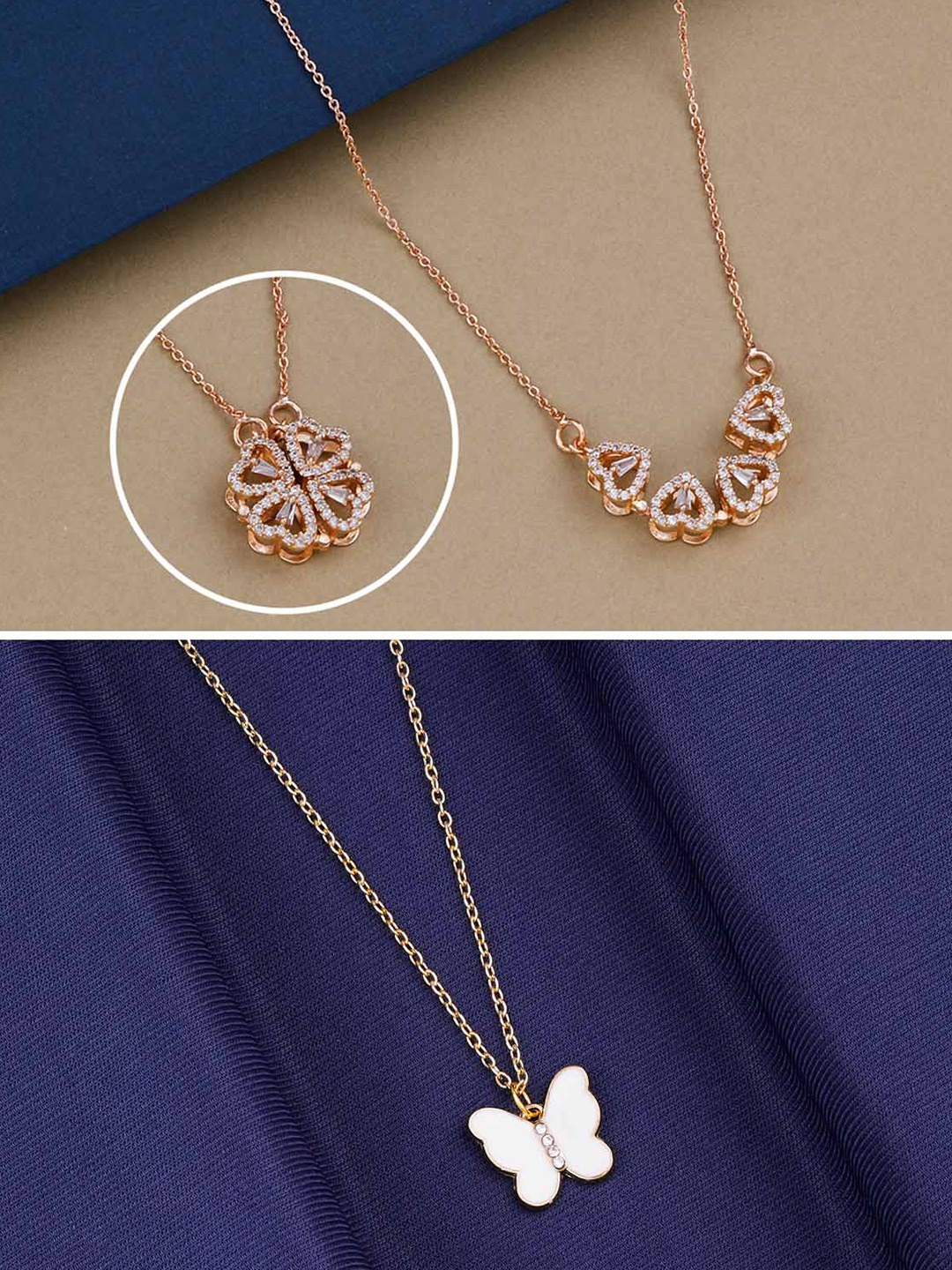 Silver Shine Pack of 2 Butterfly Pendant Chain Multi Usage Open Hearts Gold-Plated Chain
Silver Shine Pack of 2 Butterfly Pendant Chain Multi Usage Open Hearts Gold-Plated Chain