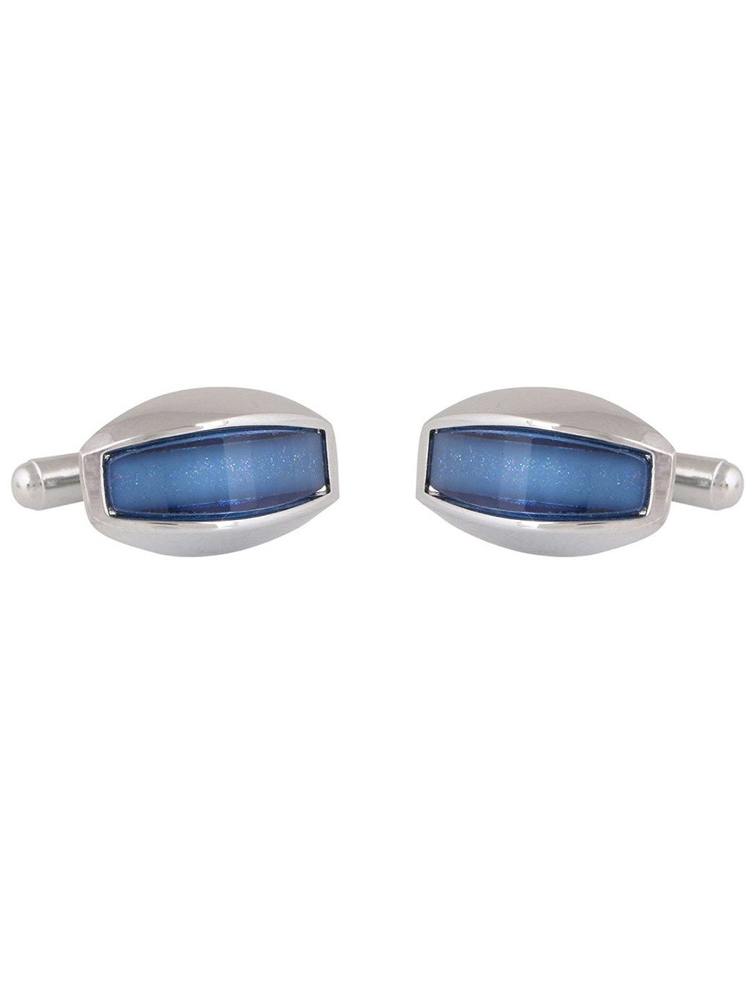 ZIVOM Men Silver-Plated Crystal Geometric Cufflink