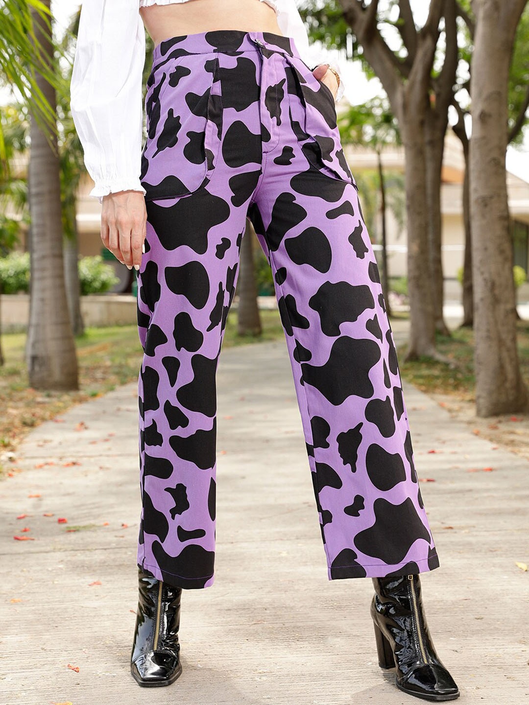 STREET 9 Women Lavender Printed Relaxed Straight Leg Straight Fit High-Rise Trousers
STREET 9 Women Lavender Printed Relaxed Straight Leg Straight Fit High-Rise Trousers