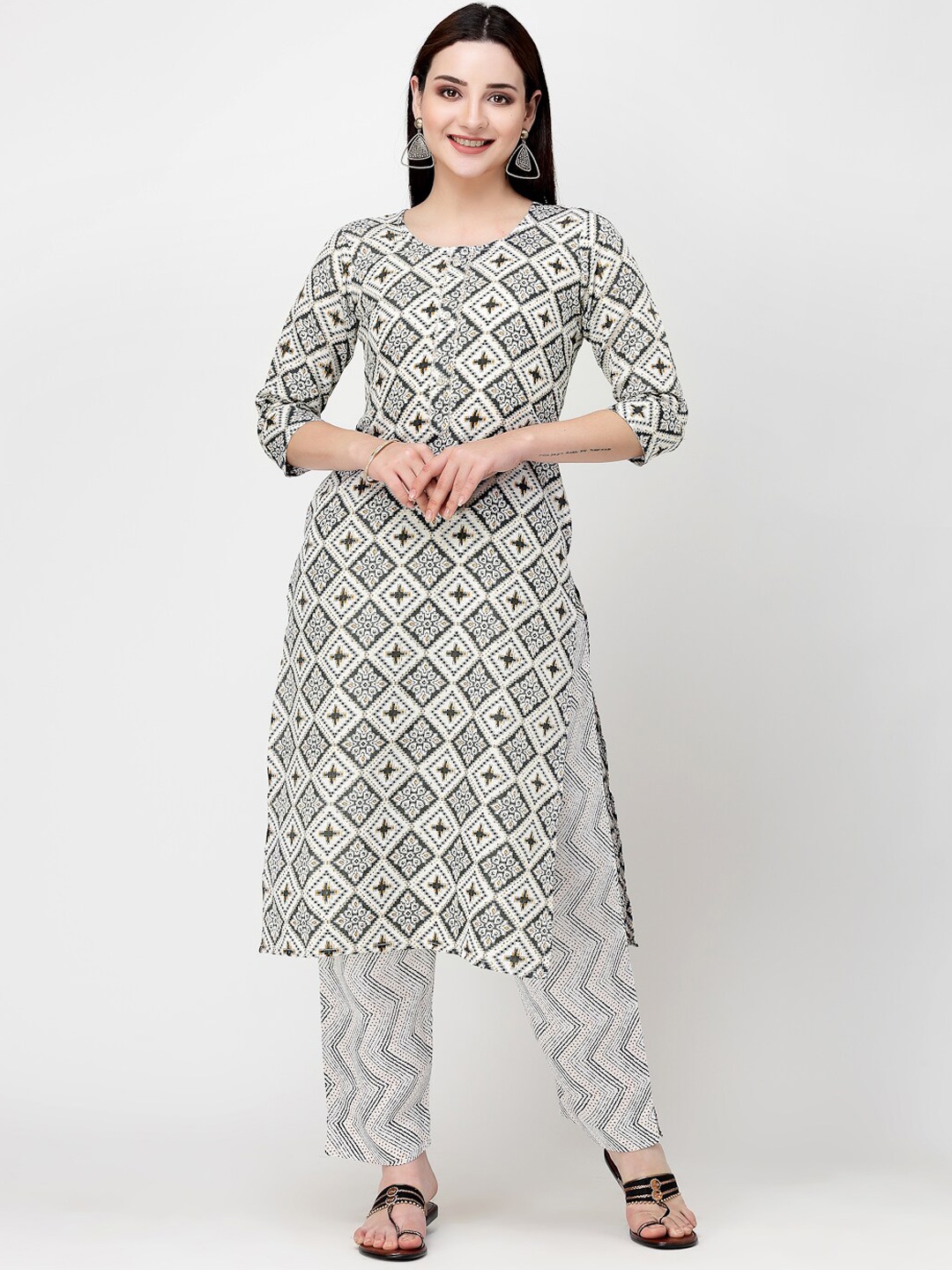 KALINI Women Black Ethnic Motifs Printed Regular Pure Cotton Kurta with Trousers
KALINI Women Black Ethnic Motifs Printed Regular Pure Cotton Kurta with Trousers