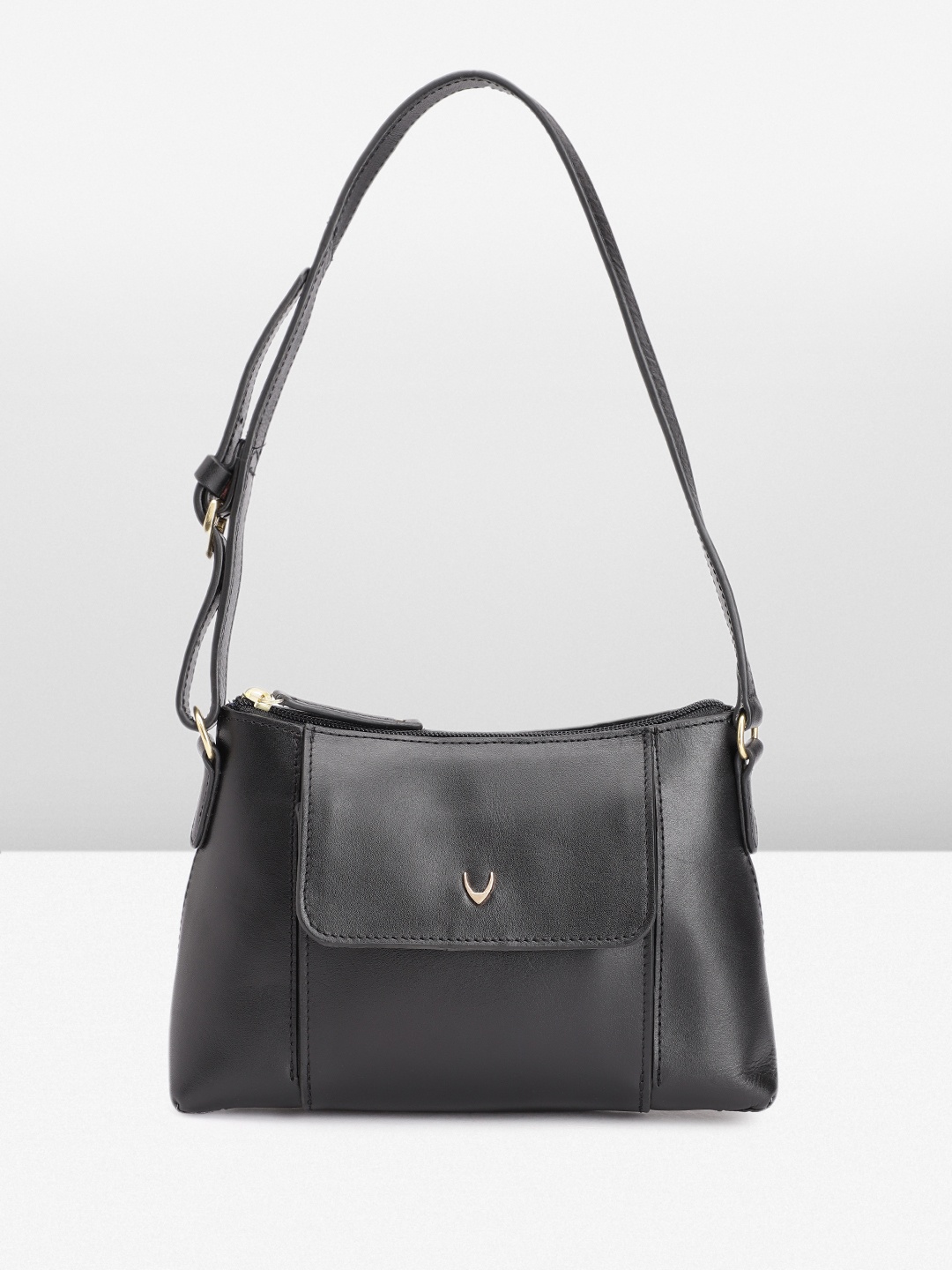 Hidesign Leather Structured Shoulder Bag, Black
