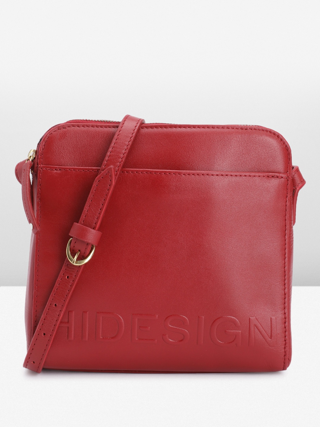 Hidesign Leather Structured Sling Bag, Maroon