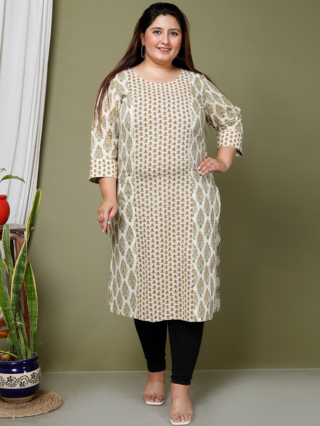 Swasti Plus Size Ethnic Motifs Printed Mandarin Collar Panelled Pure Cotton Kurta, White
Swasti Plus Size Ethnic Motifs Printed Mandarin Collar Panelled Pure Cotton Kurta, White