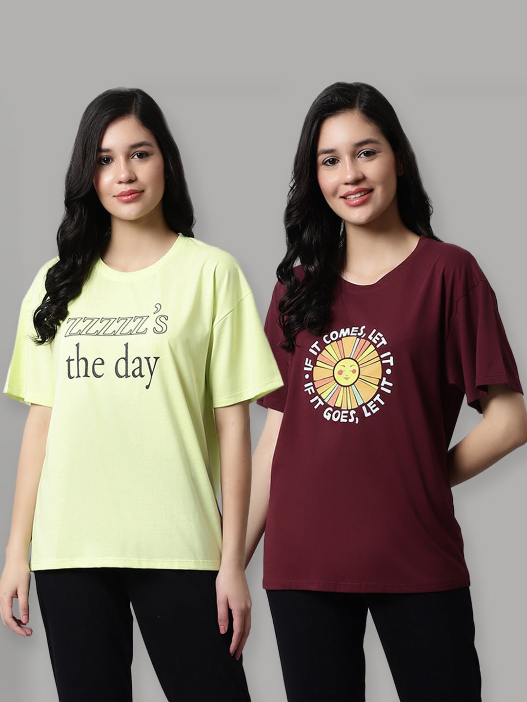 Kanvin Brown & Lime Green Pack Of 2 Printed Drop Shoulder Sleeves Oversized T-shirts
Kanvin Brown & Lime Green Pack Of 2 Printed Drop Shoulder Sleeves Oversized T-shirts