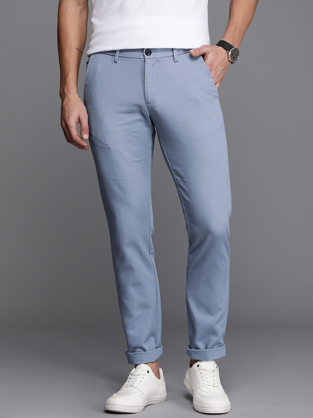Allen Solly Men Slim Fit Trousers, Blue 
Allen Solly Men Slim Fit Trousers, Blue