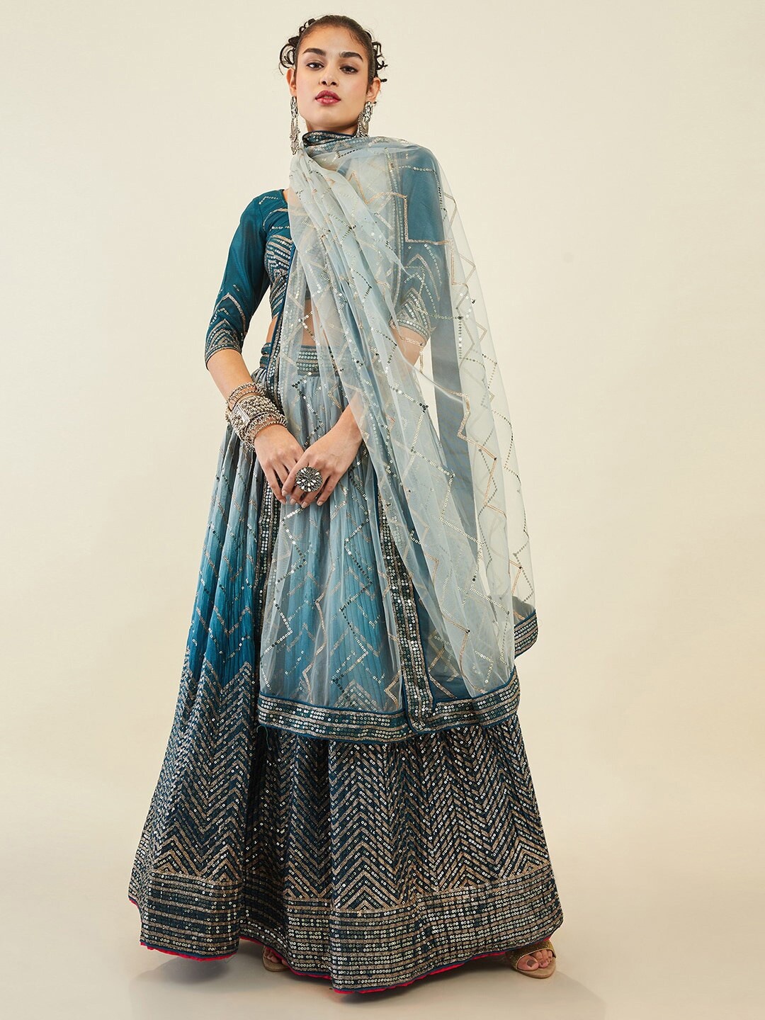 FABPIXEL Embellished Sequinned Semi-Stitched Lehenga & Unstitched Blouse With Dupatta, Blue
FABPIXEL Embellished Sequinned Semi-Stitched Lehenga & Unstitched Blouse With Dupatta, Blue