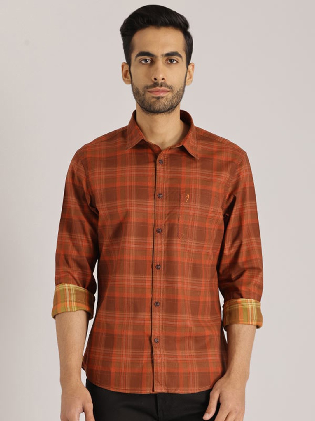 Indian Terrain Chiseled Slim Fit Tartan Checks Pure Cotton Casual Shirt, Brown
Indian Terrain Chiseled Slim Fit Tartan Checks Pure Cotton Casual Shirt, Brown