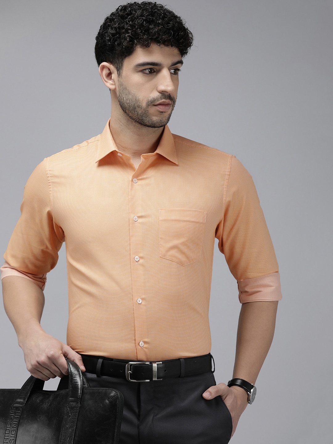 Van Heusen Custom Pure Cotton Formal Shirt, Orange