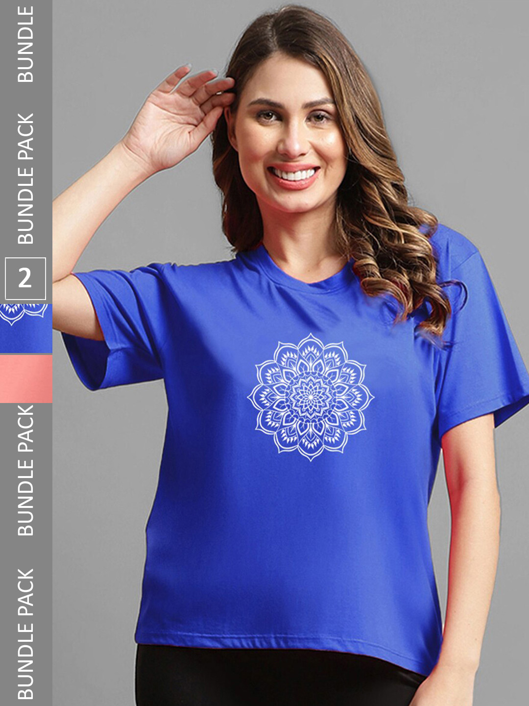 Kanvin Women Coral & Blue Pack Of 2 Typography Printed Relaxed T-shirt
Kanvin Women Coral & Blue Pack Of 2 Typography Printed Relaxed T-shirt