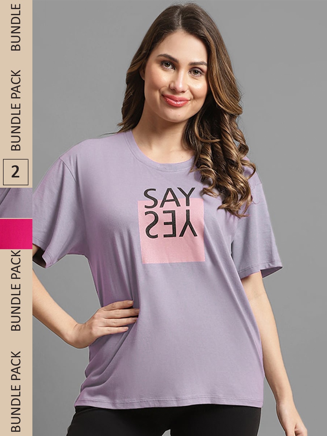 Kanvin Pack Of 2 Lilac & Magenta Pink Typography Printed Oversizeed T-shirts, Violet
Kanvin Pack Of 2 Lilac & Magenta Pink Typography Printed Oversizeed T-shirts, Violet