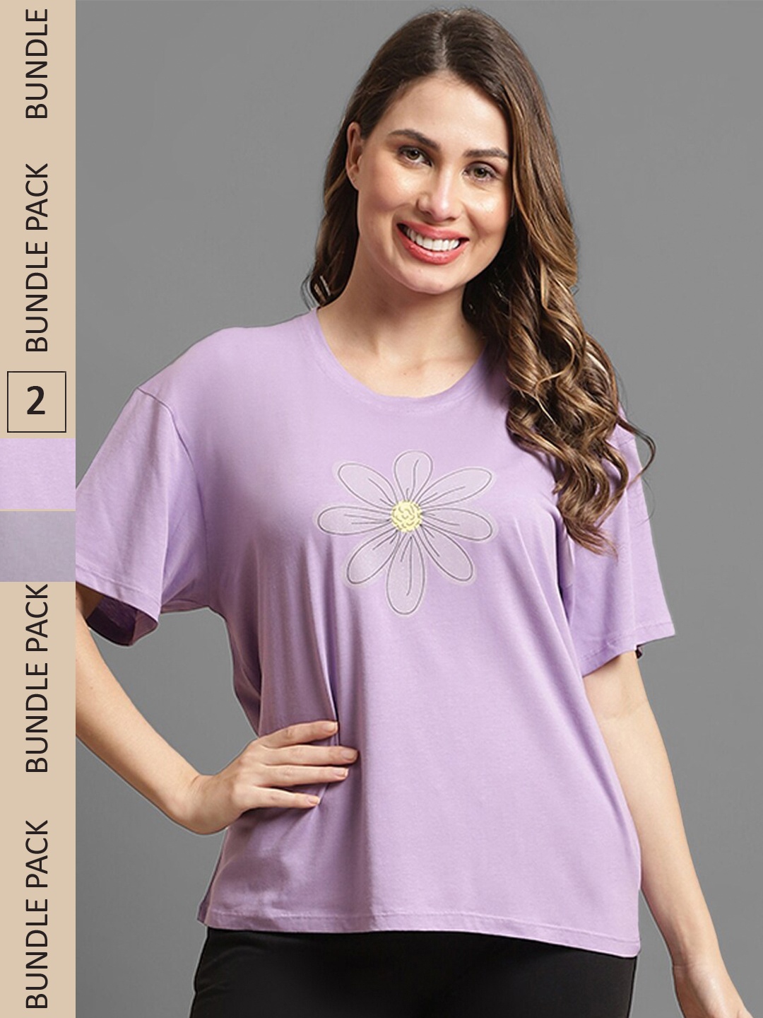 Kanvin Women Violet & Lavender Pack Of 2 Printed Drop Shoulder Sleeves Loose T-shirts
Kanvin Women Violet & Lavender Pack Of 2 Printed Drop Shoulder Sleeves Loose T-shirts