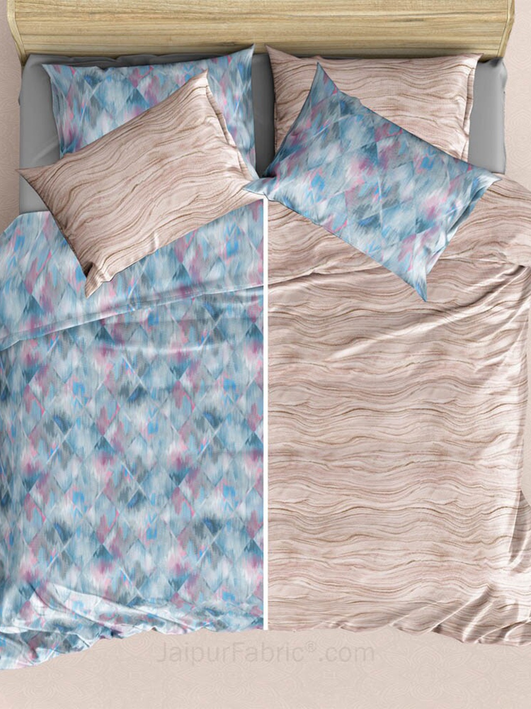 JAIPUR FABRIC Blue Abstract 300 TC Reversible Cotton King Bedsheet & 4 Pillow Covers
JAIPUR FABRIC Blue Abstract 300 TC Reversible Cotton King Bedsheet & 4 Pillow Covers