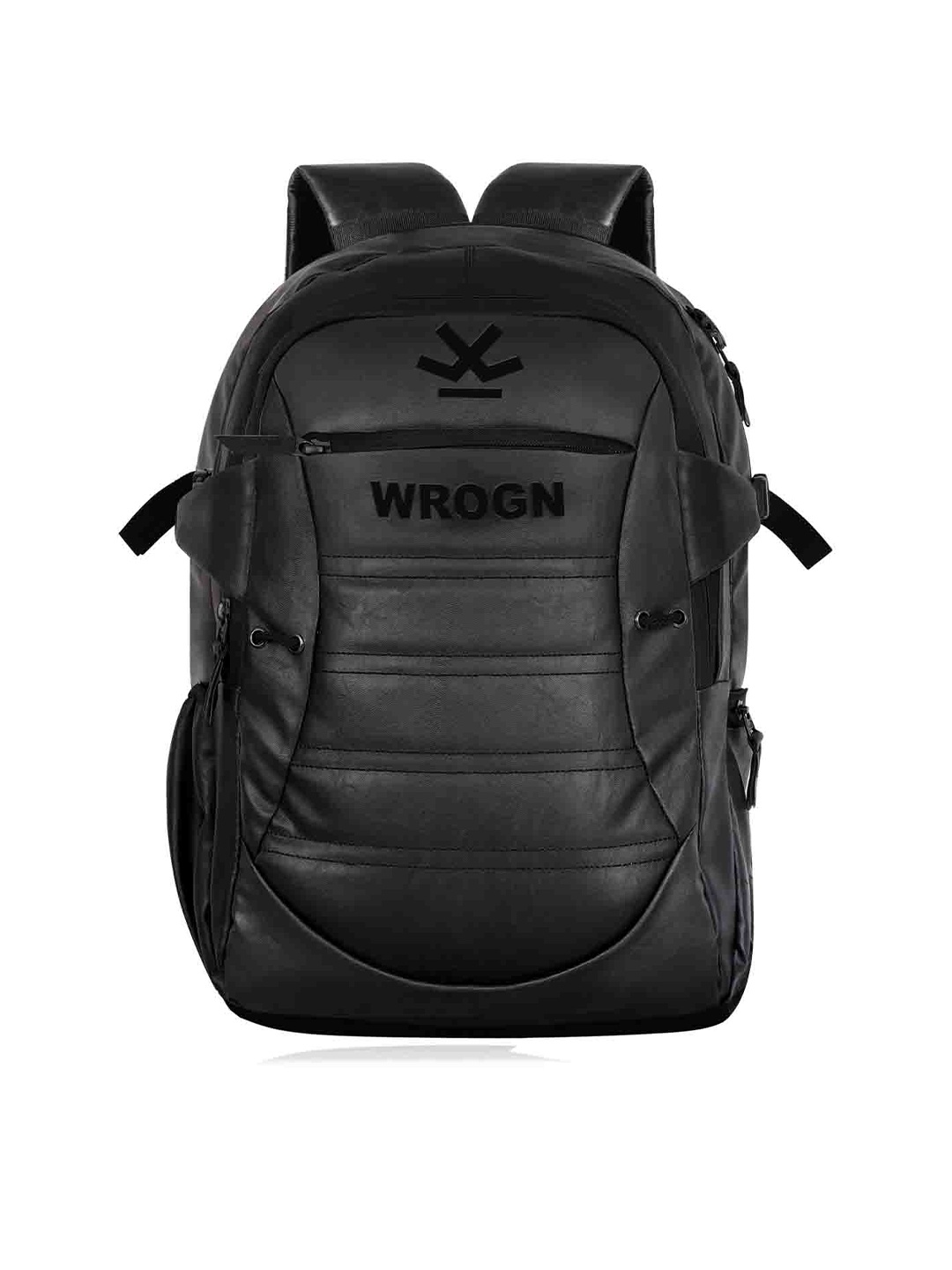 WROGN Printed Laptop Leather Backpack, Black