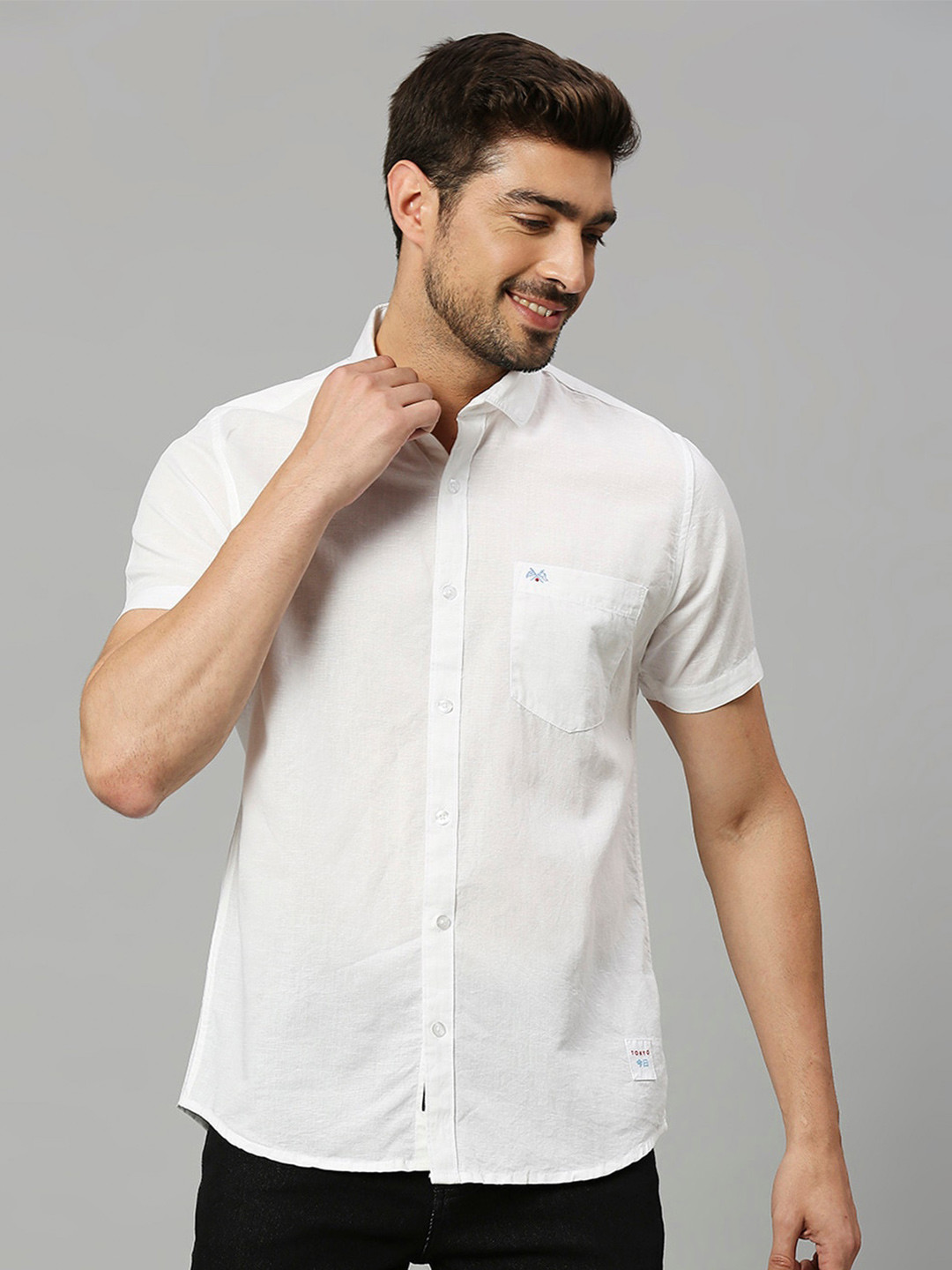 Thomas Scott Cutaway Collar Classic Slim Fit Cotton Linen Casual Shirt, White 
Thomas Scott Cutaway Collar Classic Slim Fit Cotton Linen Casual Shirt, White