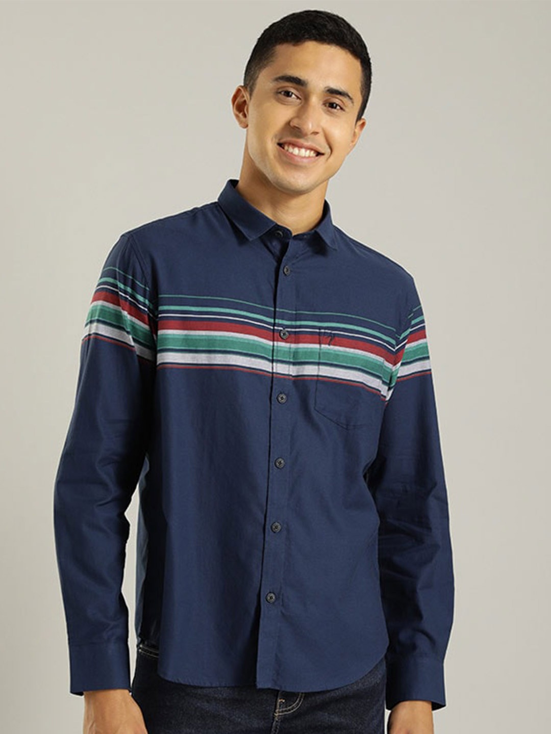 Indian Terrain Chiseled Slim Fit Horizontal Stripes Striped Pure Cotton Casual Shirt, Blue
Indian Terrain Chiseled Slim Fit Horizontal Stripes Striped Pure Cotton Casual Shirt, Blue