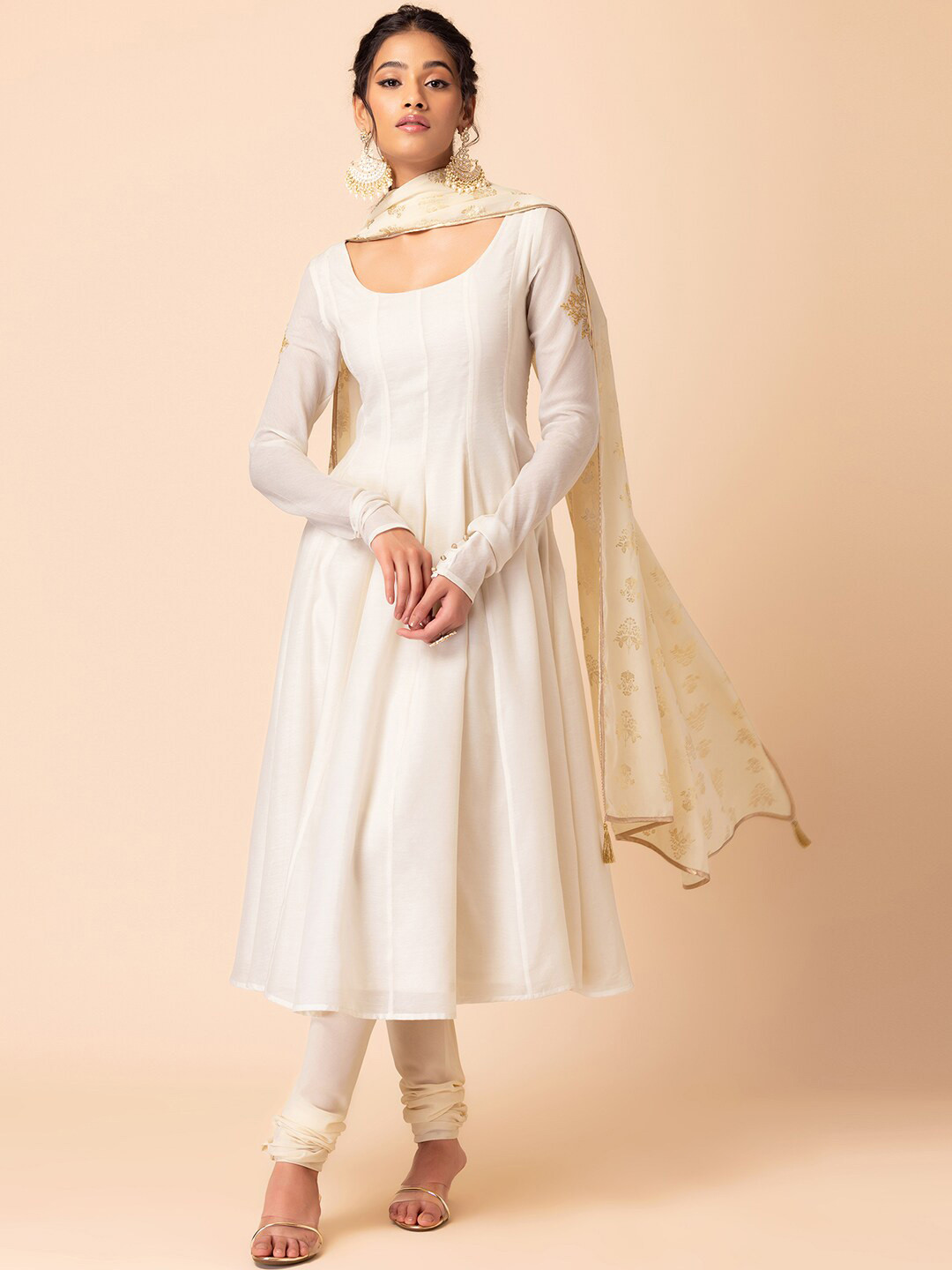 INDYA X SAMANT CHAUHAN Embroidered Panelled Anarkali Kurta With Trouser & Dupatta, Off white
INDYA X SAMANT CHAUHAN Embroidered Panelled Anarkali Kurta With Trouser & Dupatta, Off white
