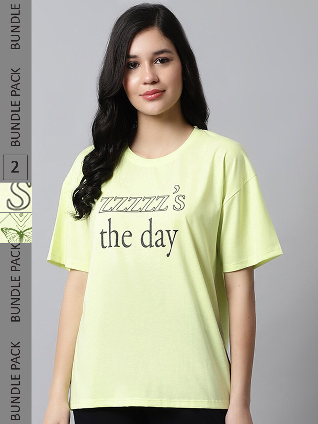 Kanvin Lime Green Pack of 2 Typography Oversized Model T-shirt
Kanvin Lime Green Pack of 2 Typography Oversized Model T-shirt