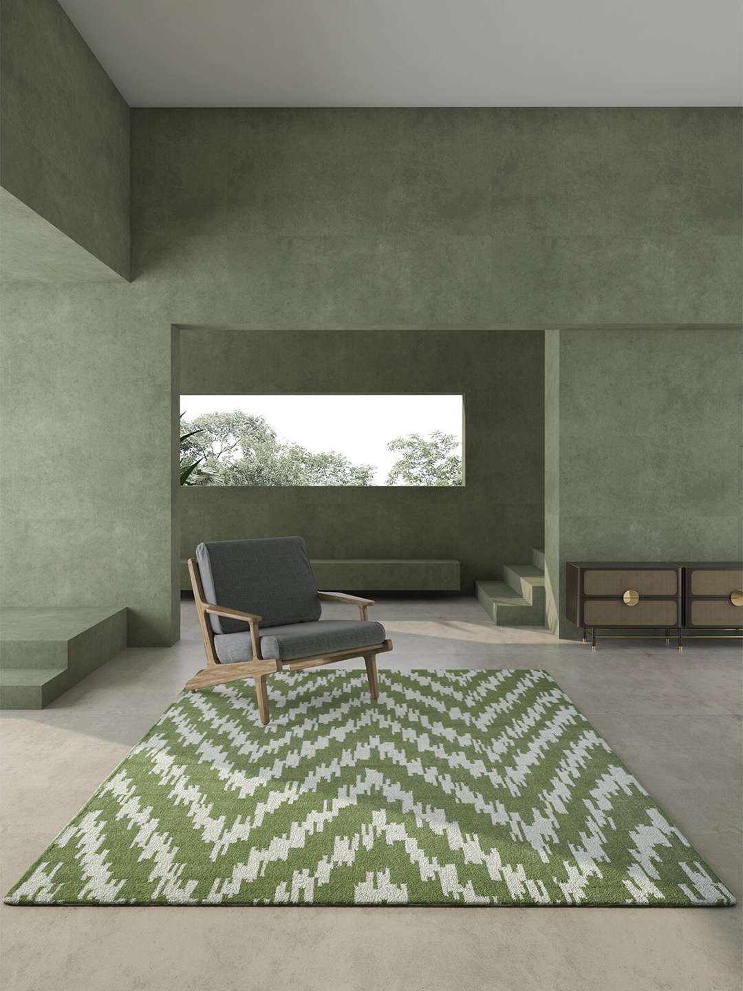 Jaipur Rugs Bespoke Sile Green & White Zig Zag Pattern Tufted Woolen Rectangular Carpet
Jaipur Rugs Bespoke Sile Green & White Zig Zag Pattern Tufted Woolen Rectangular Carpet