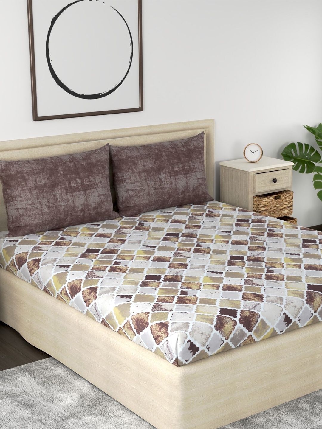 Huesland Aspire Taupe & White Geometric 186 TC Cotton King Bedsheet & 2 Pillow Covers
Huesland Aspire Taupe & White Geometric 186 TC Cotton King Bedsheet & 2 Pillow Covers