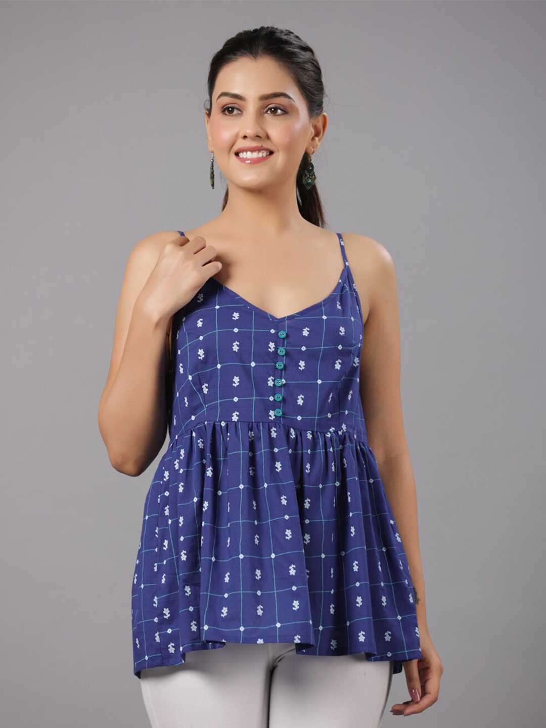 CRAFTED FOR YOU Conversational Print Shoulder Straps Pure Cotton Cinched Waist Top, Blue
CRAFTED FOR YOU Conversational Print Shoulder Straps Pure Cotton Cinched Waist Top, Blue