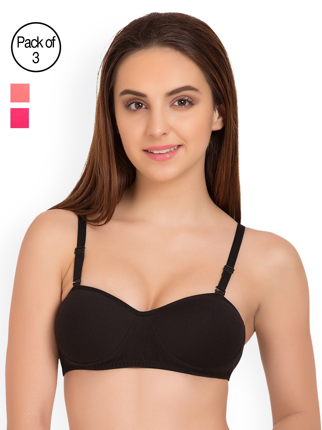 Tweens Pack of 3 Half-Coverage T-shirt Bras TW91201-3PC, Black