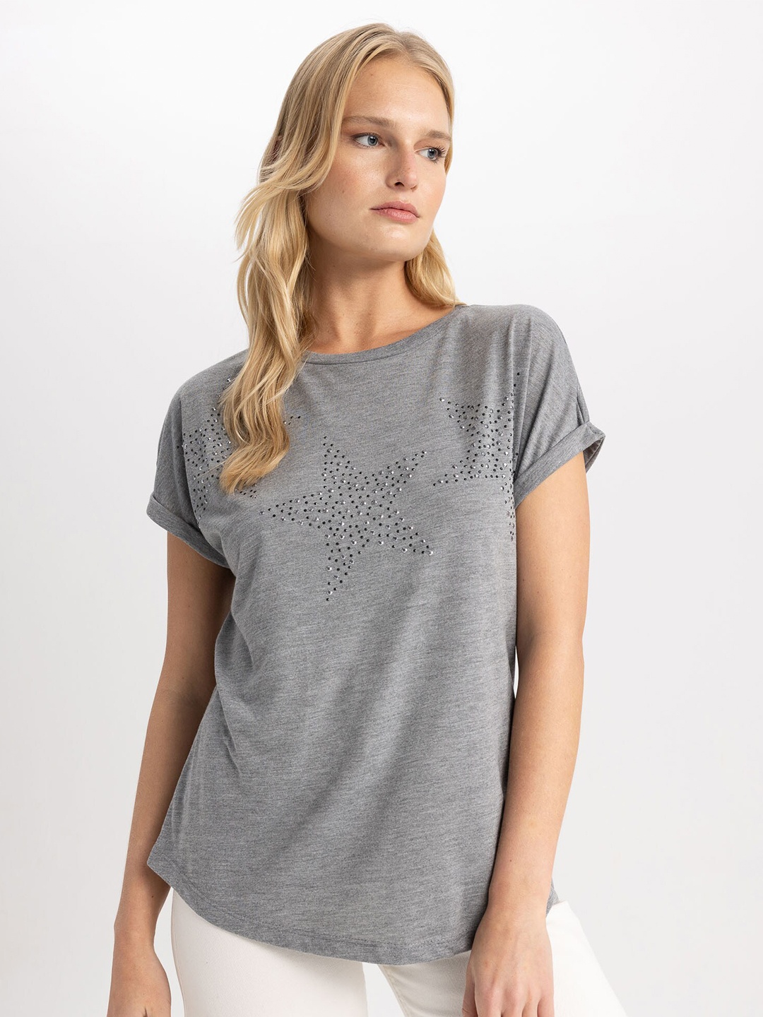 DeFacto Graphic Printed T-shirt, Grey