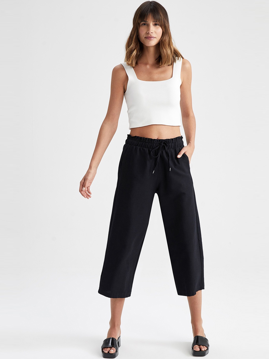 DeFacto Women Mid Rise Culottes Trousers, Na