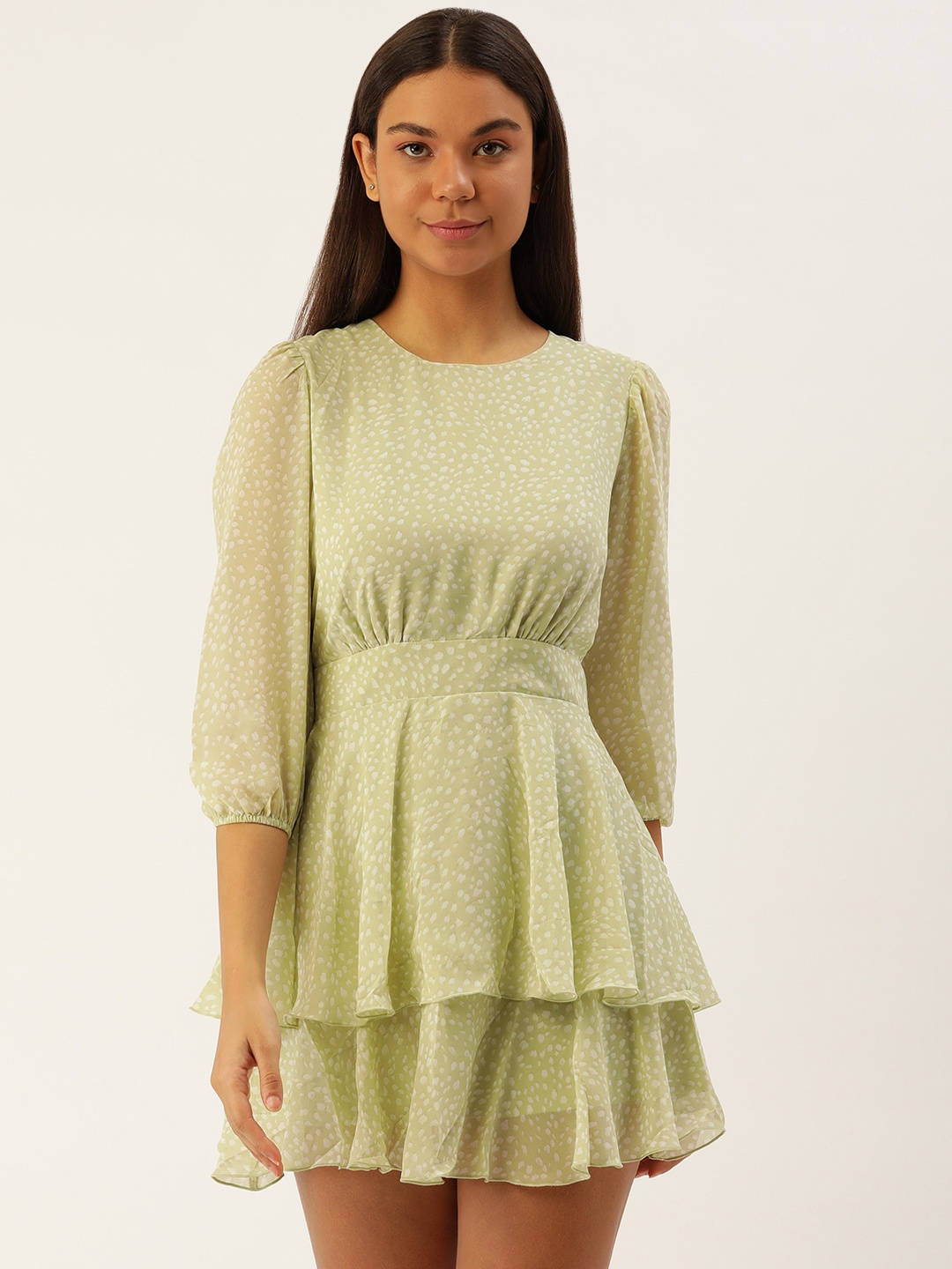 FOREVER 21 Geometric Print Bishop Sleeve Fit & Flare Tiered Dress Comes With A Belt, Olive
FOREVER 21 Geometric Print Bishop Sleeve Fit & Flare Tiered Dress Comes With A Belt, Olive