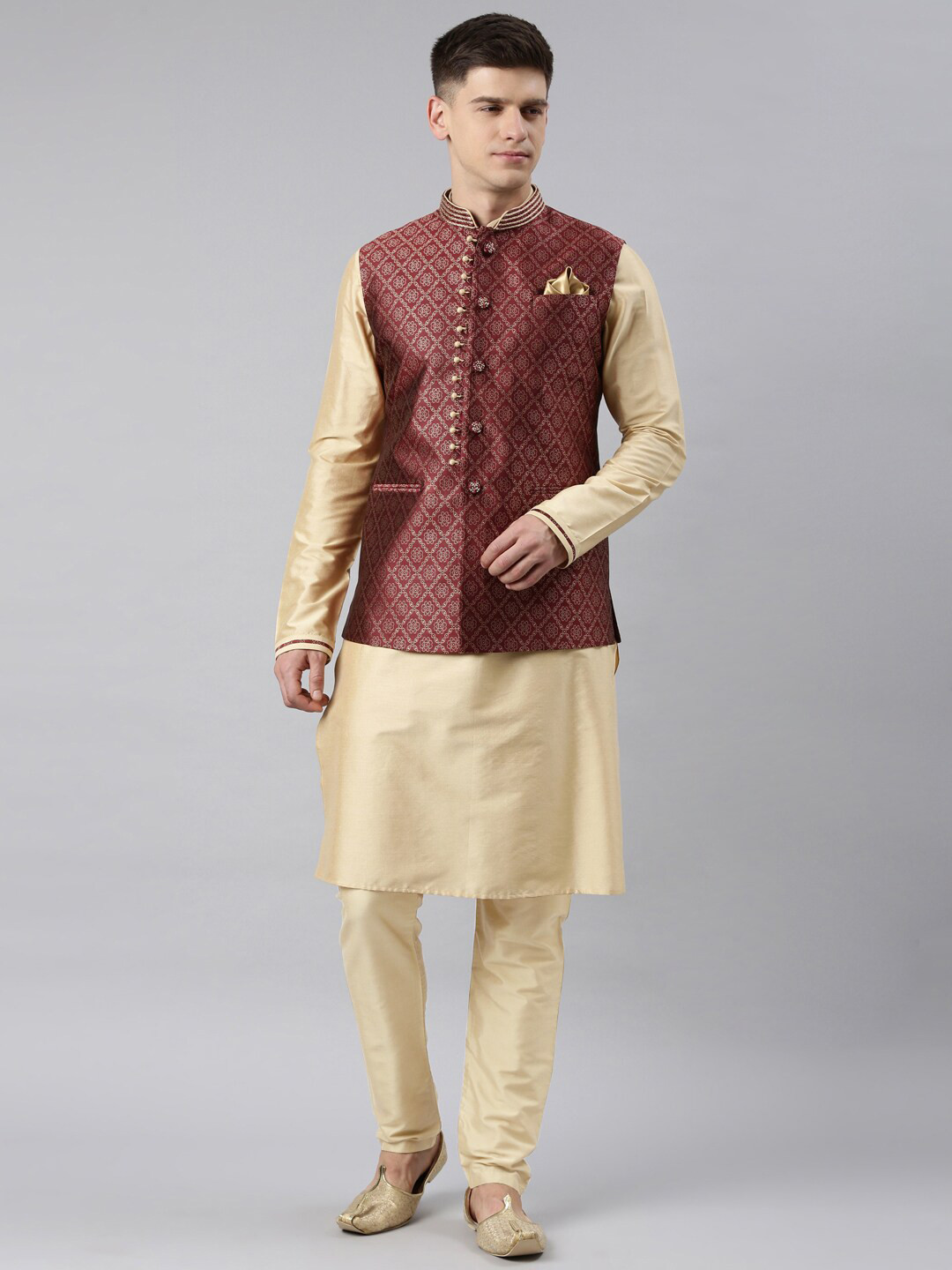 TheEthnic.Co Ethnic Motifs Printed Mandarin Collar Jacket Kurta With Churidar, Maroon
TheEthnic.Co Ethnic Motifs Printed Mandarin Collar Jacket Kurta With Churidar, Maroon