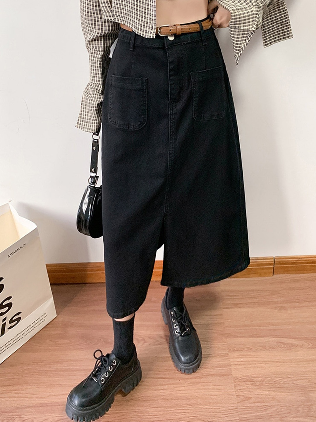 StyleCast Black Flared Midi Skirt