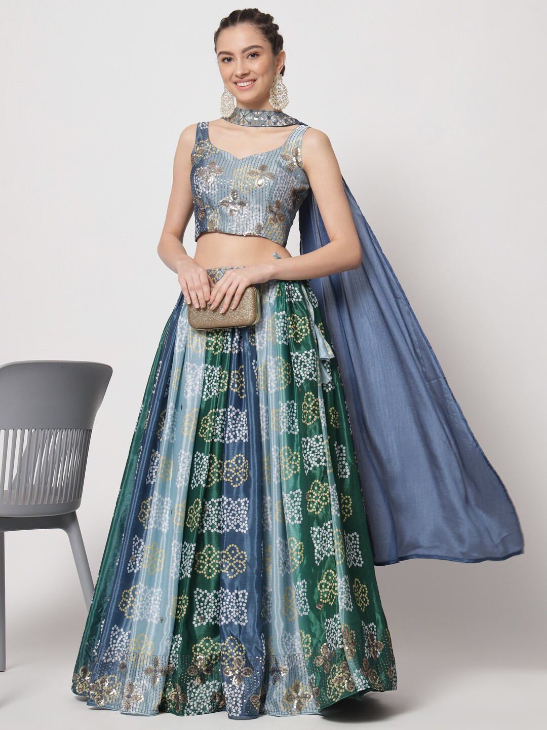 SHUBHKALA Printed Semi-Stitched Lehenga & Unstitched Blouse With Dupatta, Blue
SHUBHKALA Printed Semi-Stitched Lehenga & Unstitched Blouse With Dupatta, Blue