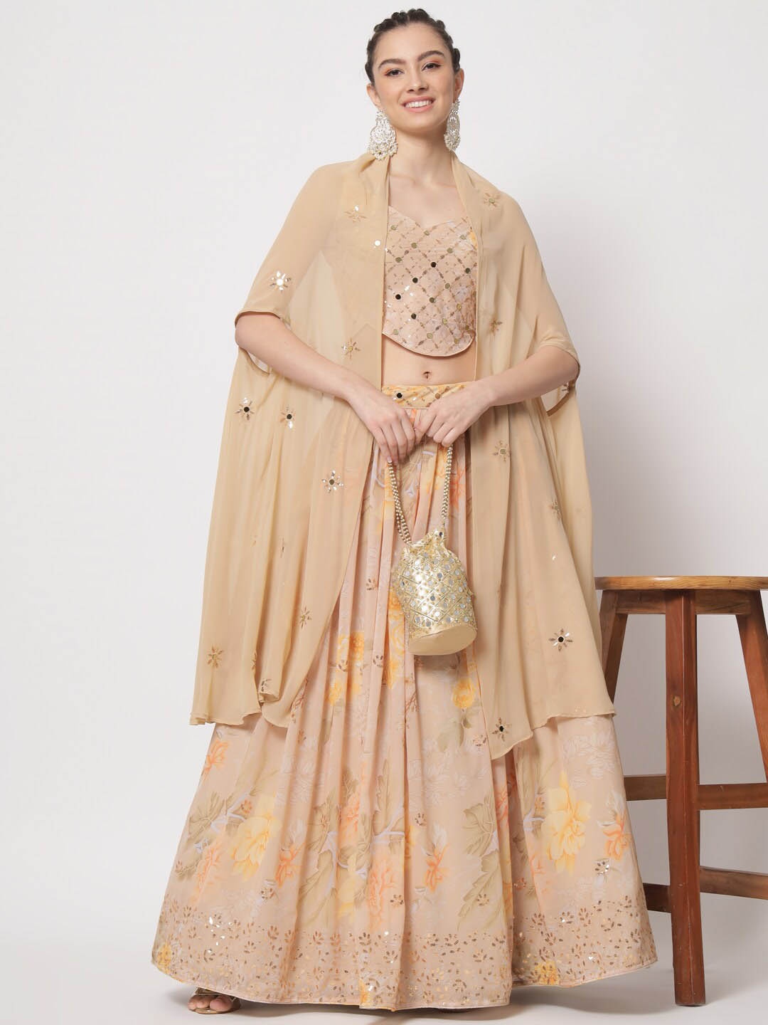 SHUBHKALA Embellished Sequinned Semi-Stitched Lehenga & Unstitched Blouse With Dupatta, Beige
SHUBHKALA Embellished Sequinned Semi-Stitched Lehenga & Unstitched Blouse With Dupatta, Beige