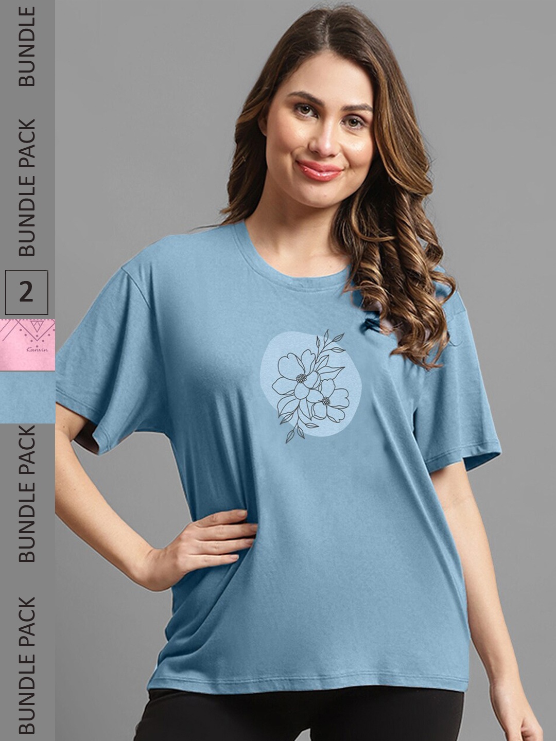 Kanvin Women Blue & Pink Pack Of 2 Printed Drop-Shoulder Sleeves Oversized T-shirt
Kanvin Women Blue & Pink Pack Of 2 Printed Drop-Shoulder Sleeves Oversized T-shirt