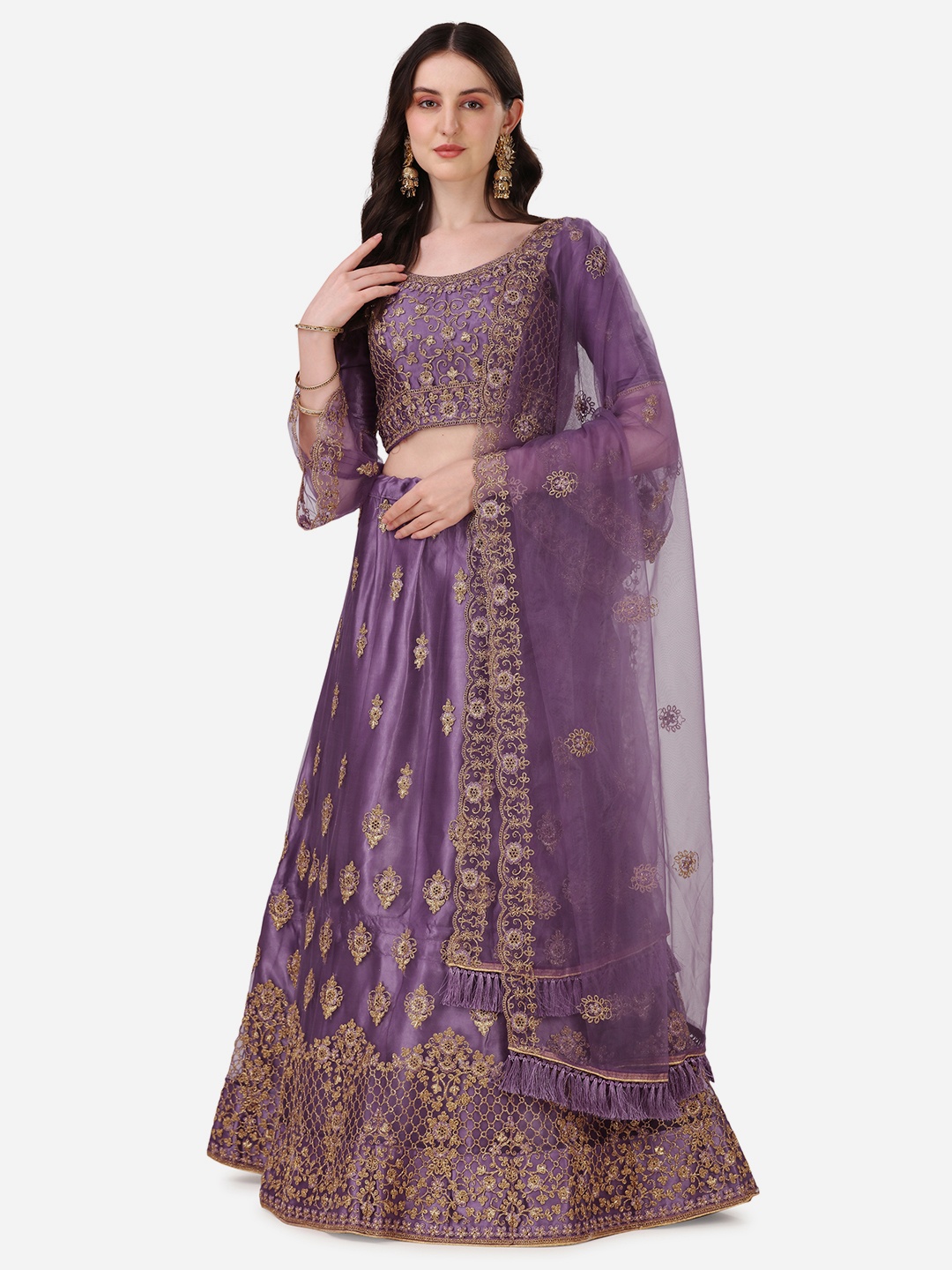 Tikhi Imli Lavendar Embroidered Semi-Stitched Lehenga & Unstitched Blouse With Dupatta, Lavender
Tikhi Imli Lavendar Embroidered Semi-Stitched Lehenga & Unstitched Blouse With Dupatta, Lavender