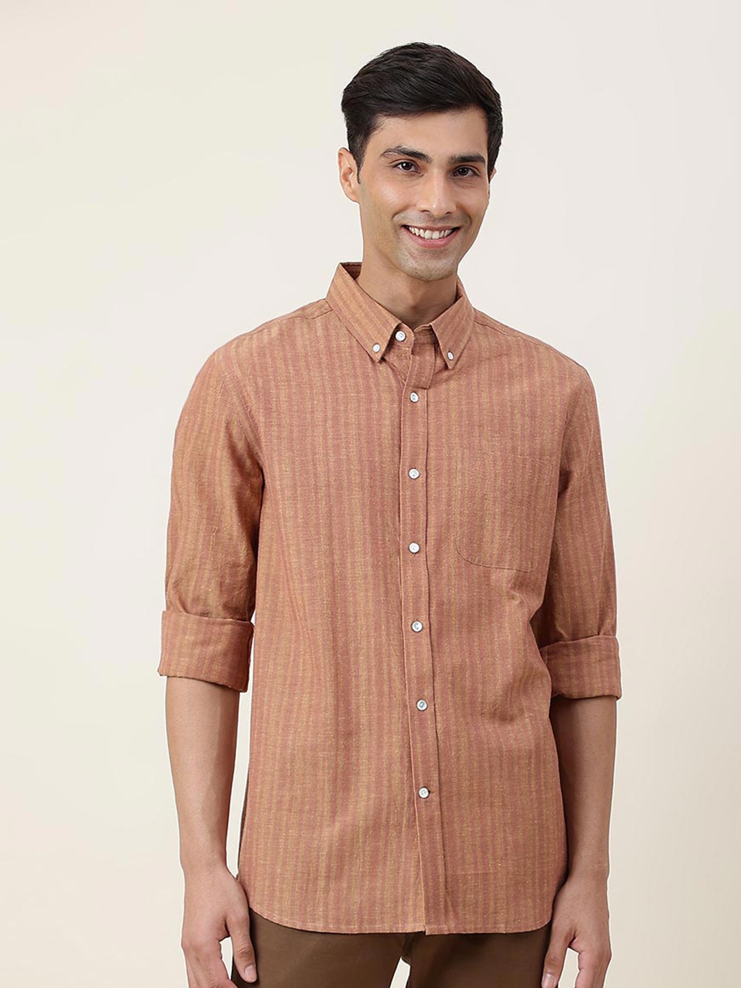Fabindia Vertical Striped Button-Down Collar Cotton Casual Shirt, Orange
Fabindia Vertical Striped Button-Down Collar Cotton Casual Shirt, Orange